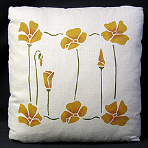 Stencilled Poppy Pillow