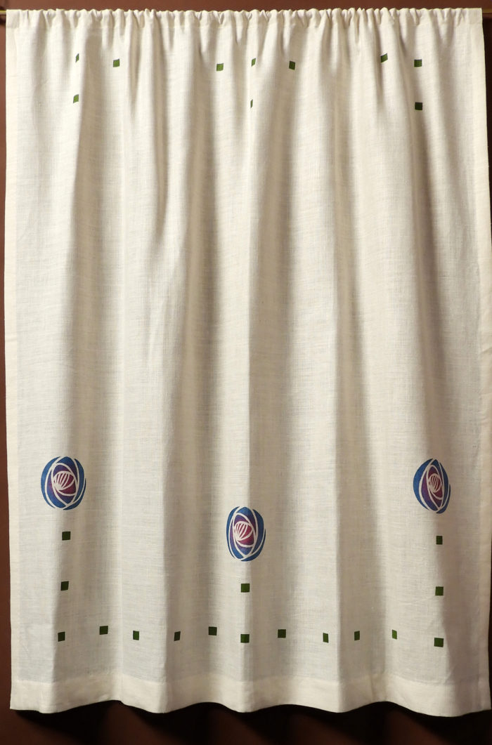 Ivory Linen w/blue Mackintosh Rose stencil - Image 2