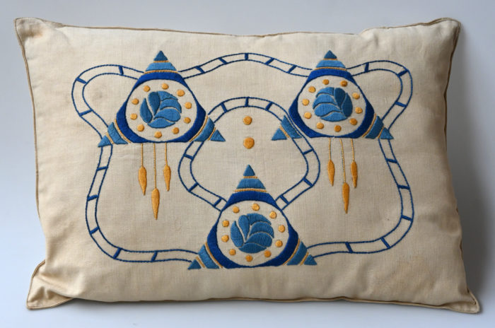 Conventional Pillow in Blues and Gold