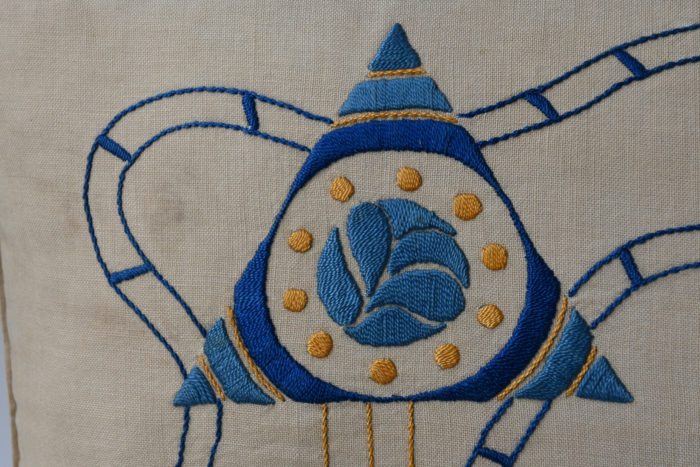 Conventional Pillow in Blues and Gold - Image 3